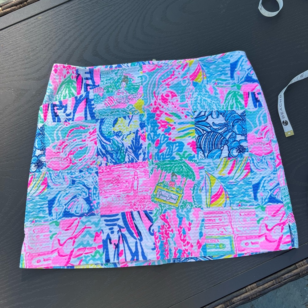 Lilly Pulitzer Pink and Blue Patchwork Mini Skirt